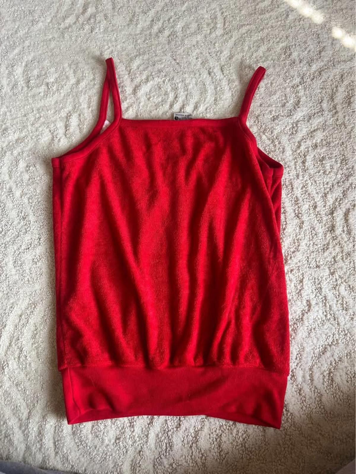 Designer Vintage 70s Woolco Red Terrycloth Tank–Made in Singapore (L) Size L / US 10 / IT 46 - 3 Thumbnail