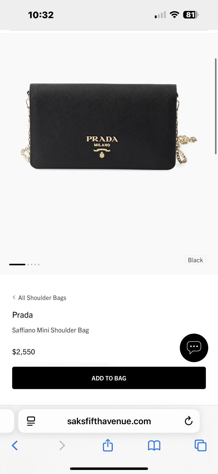 Prada Prada Saffiano Mini Shoulder Bag Size ONE SIZE - 8 Thumbnail