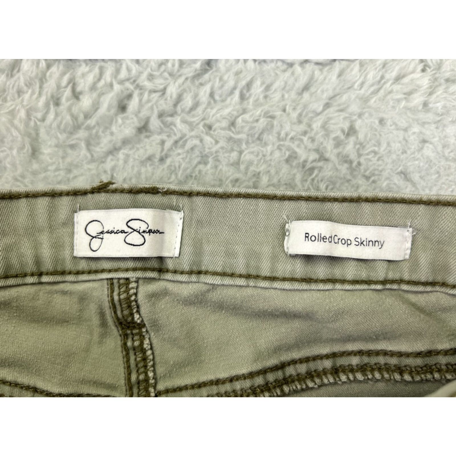 Jessica Simpson Jessica Simpson Women's Green Denim Jeans Skinny Crop Pants 4 Cotton Zipper 24in Inseam Retro Size 27" / US 4 / IT 40 - 6 Thumbnail