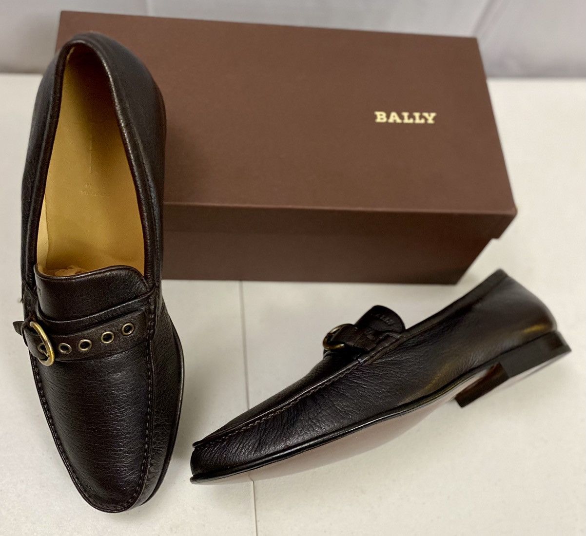 Bally Bally Dark Brown Deerskin Logo Buckled Strap Loafer 12 NIB Size US 12 / EU 45 - 7 Thumbnail