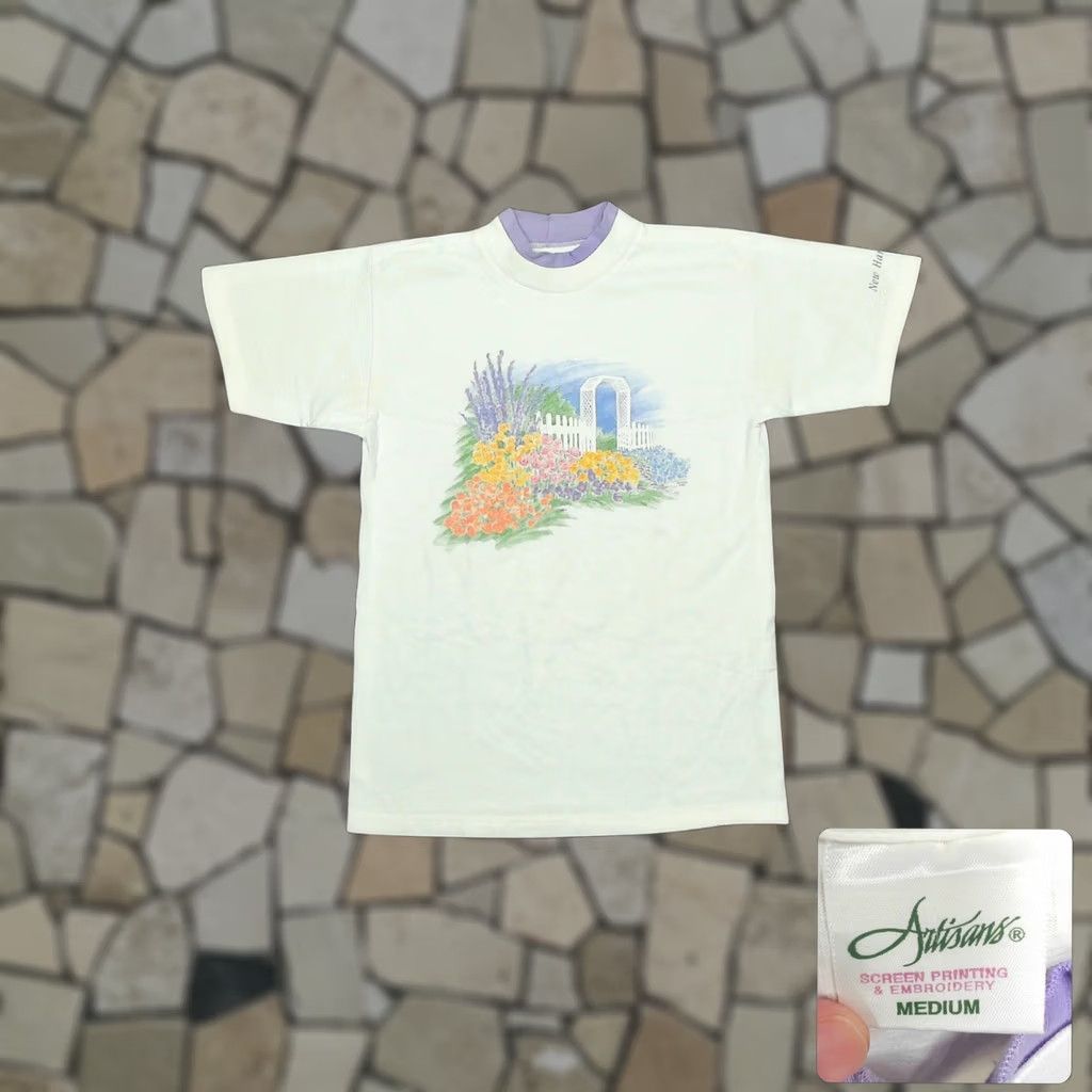 Doublet VINTAGE Artisans T-Shirt White 1997 90s Floral Picket Fence Crew Neck Short Sleeve Womens M Size M / US 6-8 / IT 42-44 - 1 Thumbnail