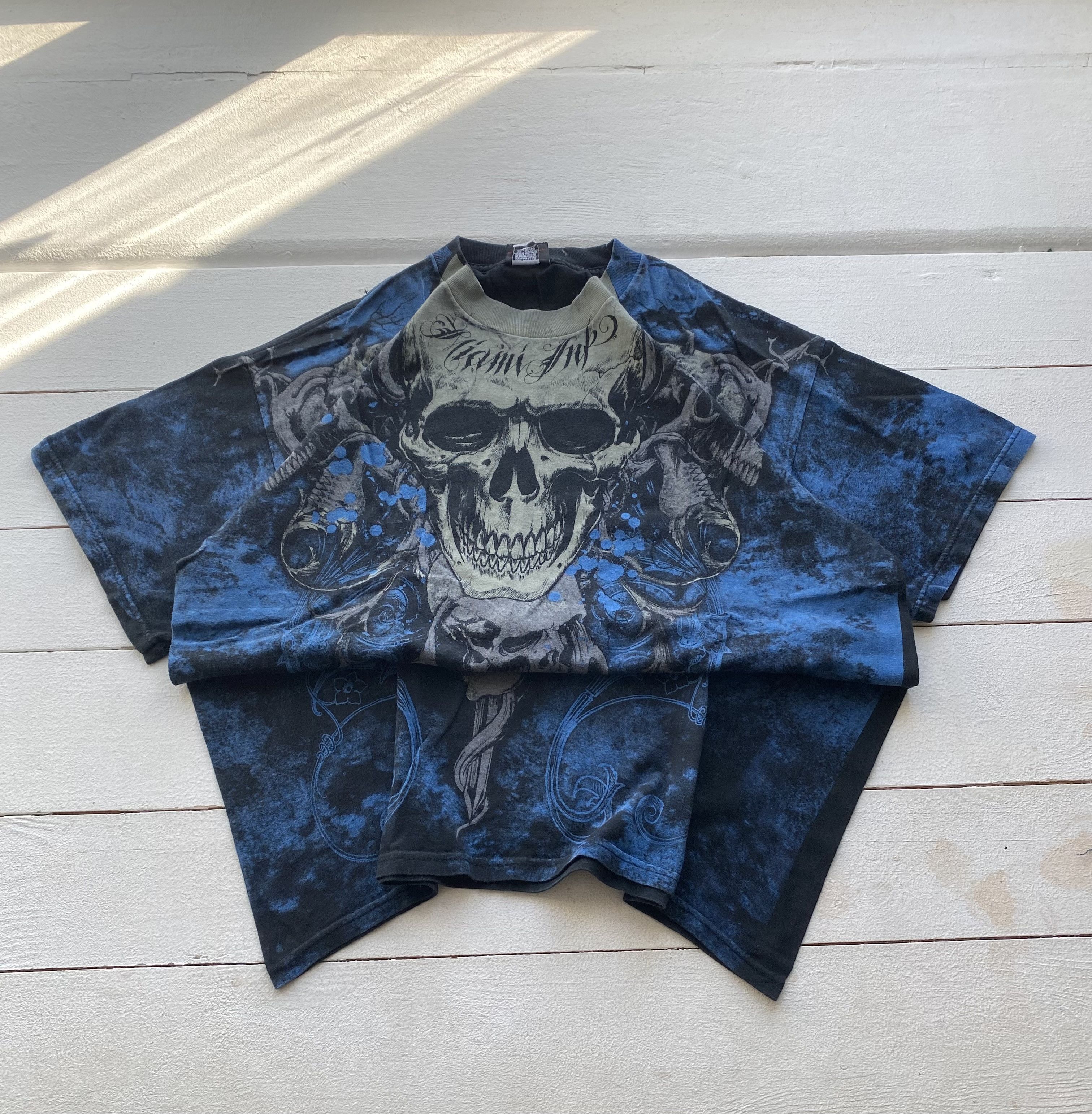00s Miami Ink Gothic Opium Skull Hardy Overprint Shirt
