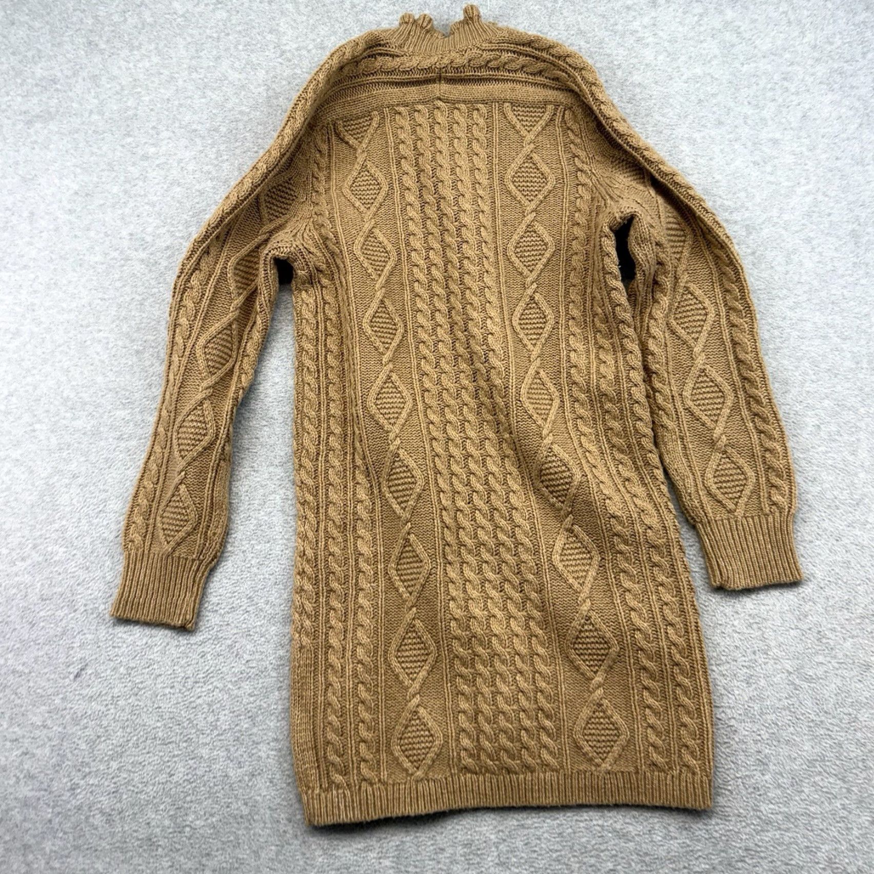 J. Crew Sweater Dress Cable Knit Mock Neck Wool Size S Brown Tan Women  Short 10434