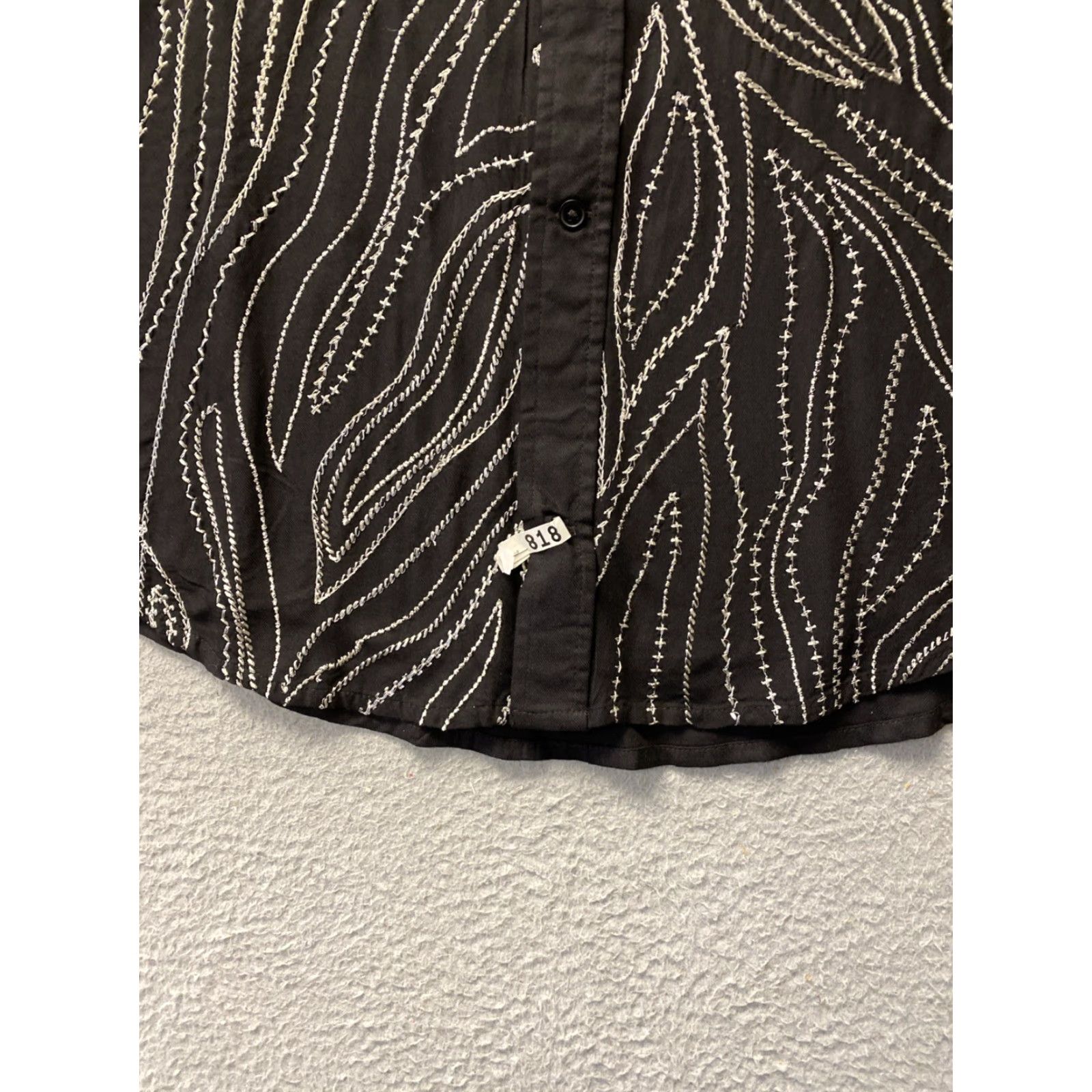 Zara ZARA Man Button Shirt Men’s M Black Crochet Slim Embroidered Metallic Embroidery Button-Up Shirt Mens Size US M / EU 48-50 / 2 - 2 Thumbnail