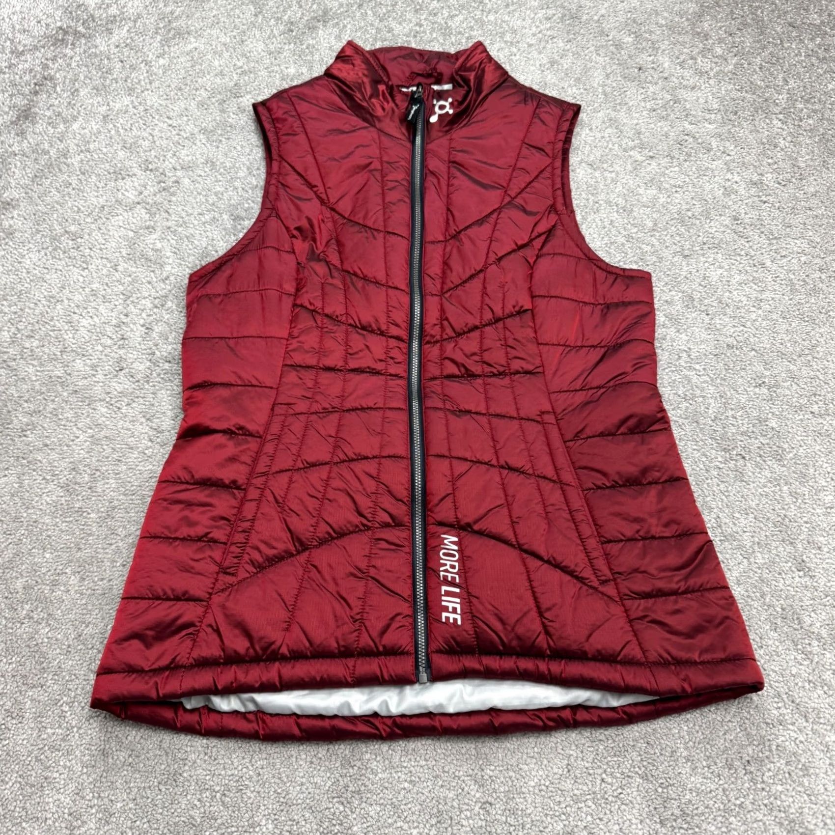 Alife Orangetheory Vest Quilted Puffer Red Womens Small Sleeveless Activewear Casual Outdoor Sports Athleisure Zip Full Zip Pockets Size S / US 4 / IT 40 - 2 Thumbnail