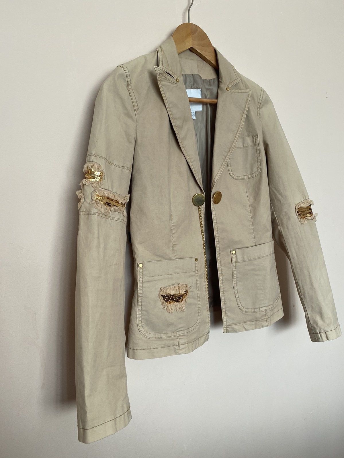 Moschino × Vintage 🔥 MOSCHINO Jeans Blazer - Sequin Patchwork Statement Jacket Size M / US 6-8 / IT 42-44 - 3 Thumbnail