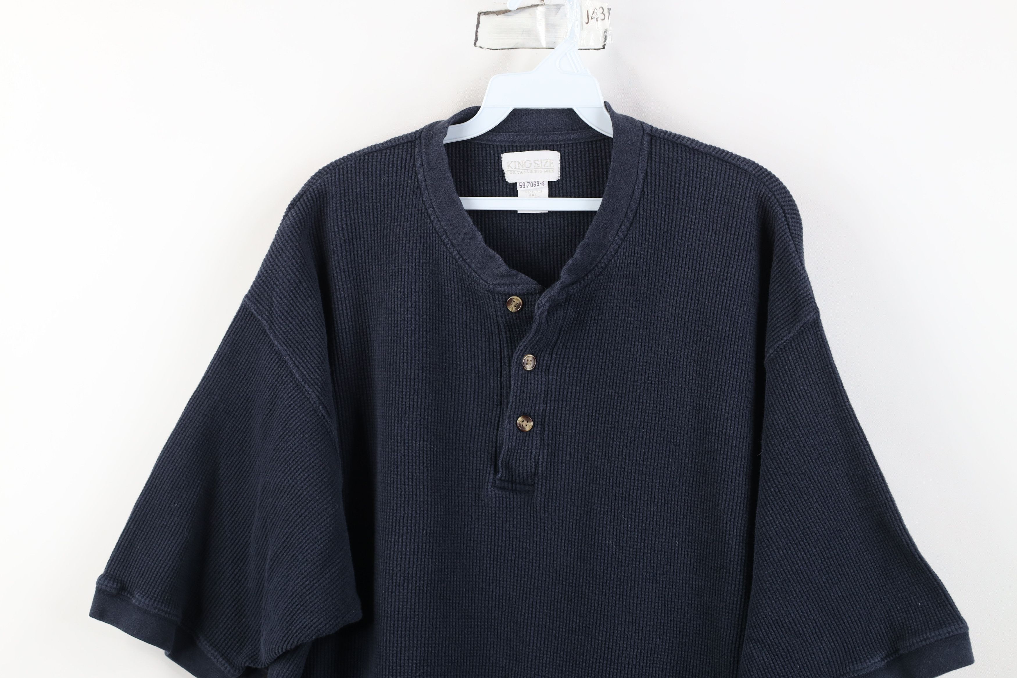 Vintage Vintage 90s Streetwear Thermal Waffle Knit Henley T-Shirt Size US XXL / EU 58 / 5 - 2 Thumbnail