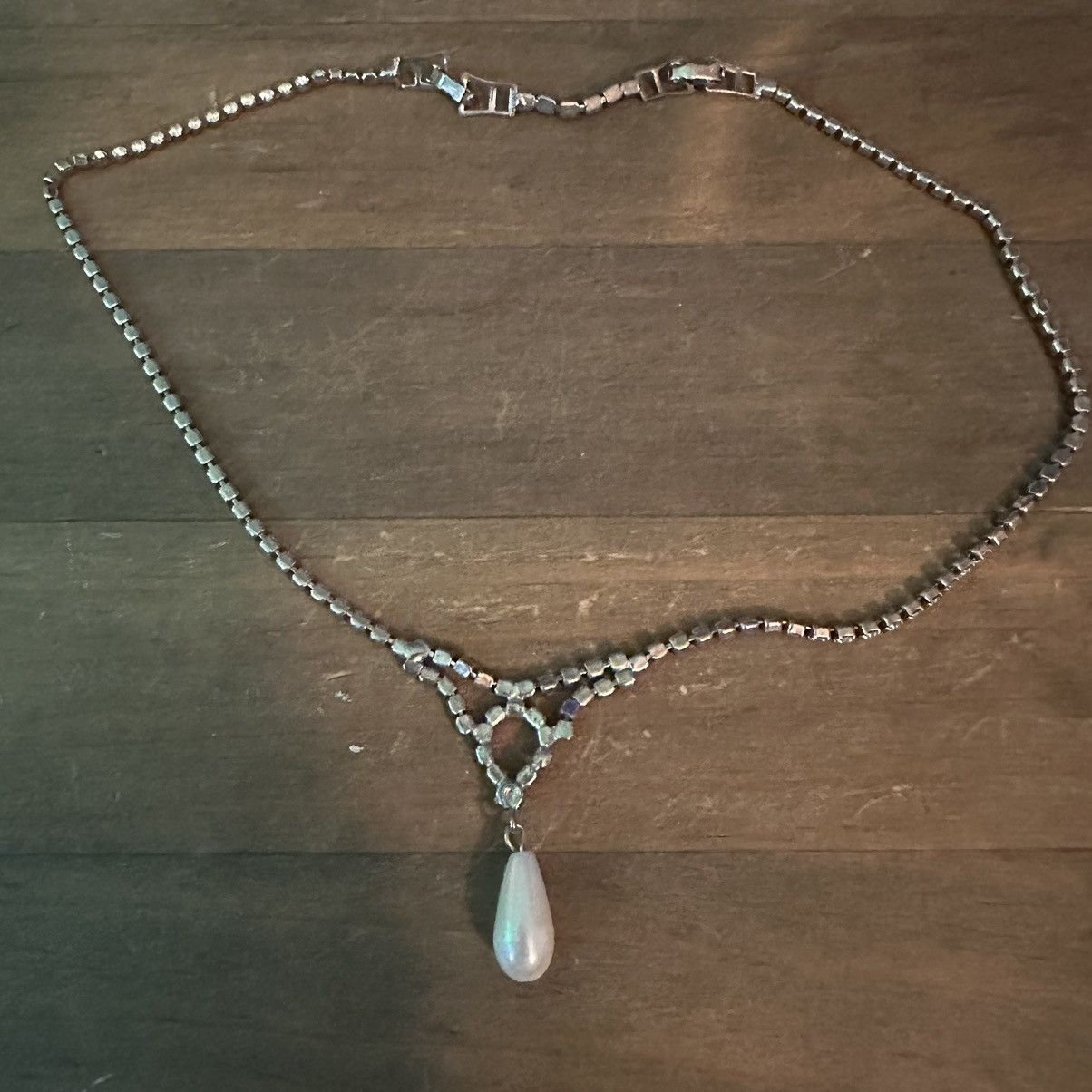 Vintage Vintage Pearl drop rhinestone tennis necklace Size ONE SIZE - 5 Thumbnail
