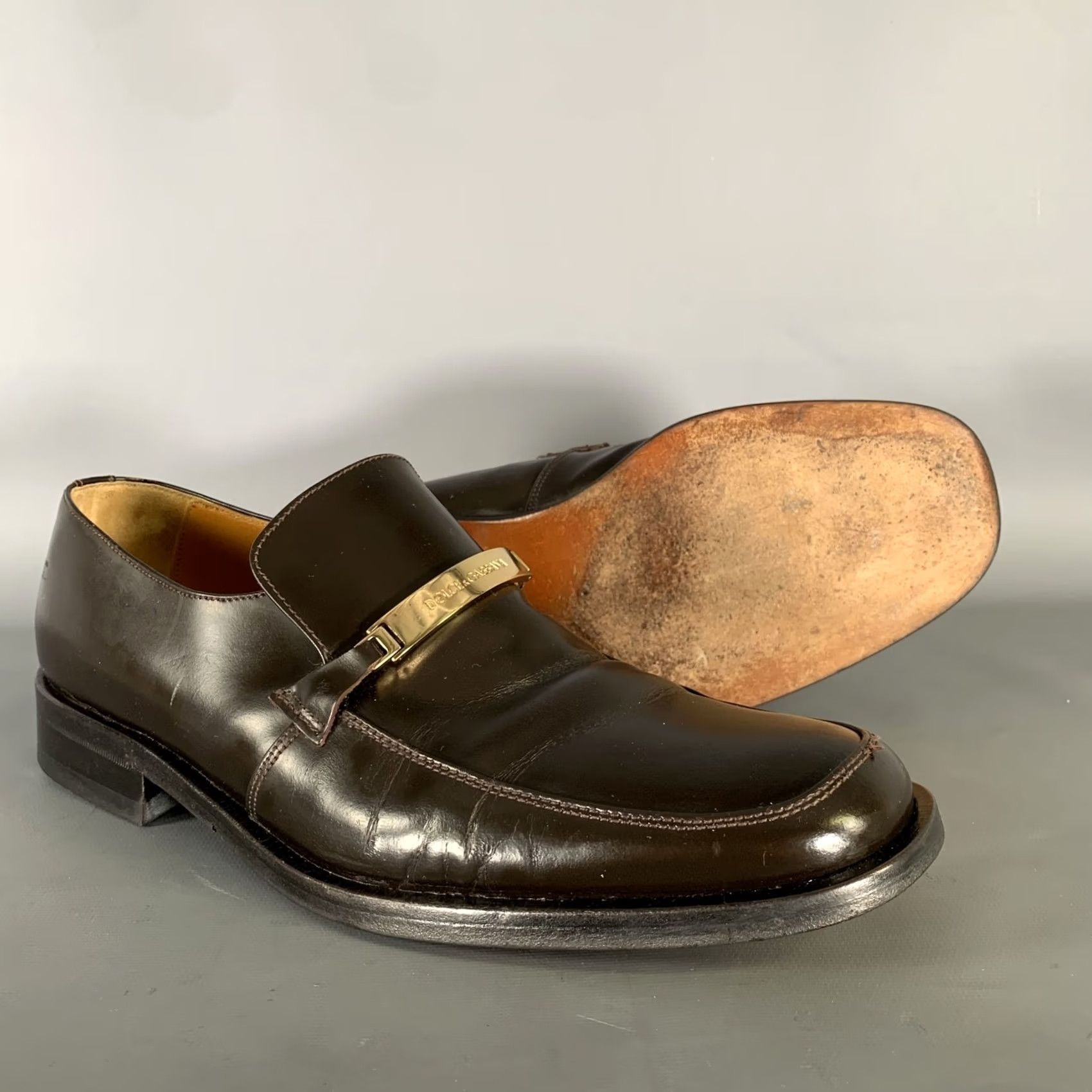 Dolce & Gabbana DOLCE & GABBANA Brown Gold Leather Loafers Size 9 Men's Size US 9 / EU 42 - 5 Thumbnail