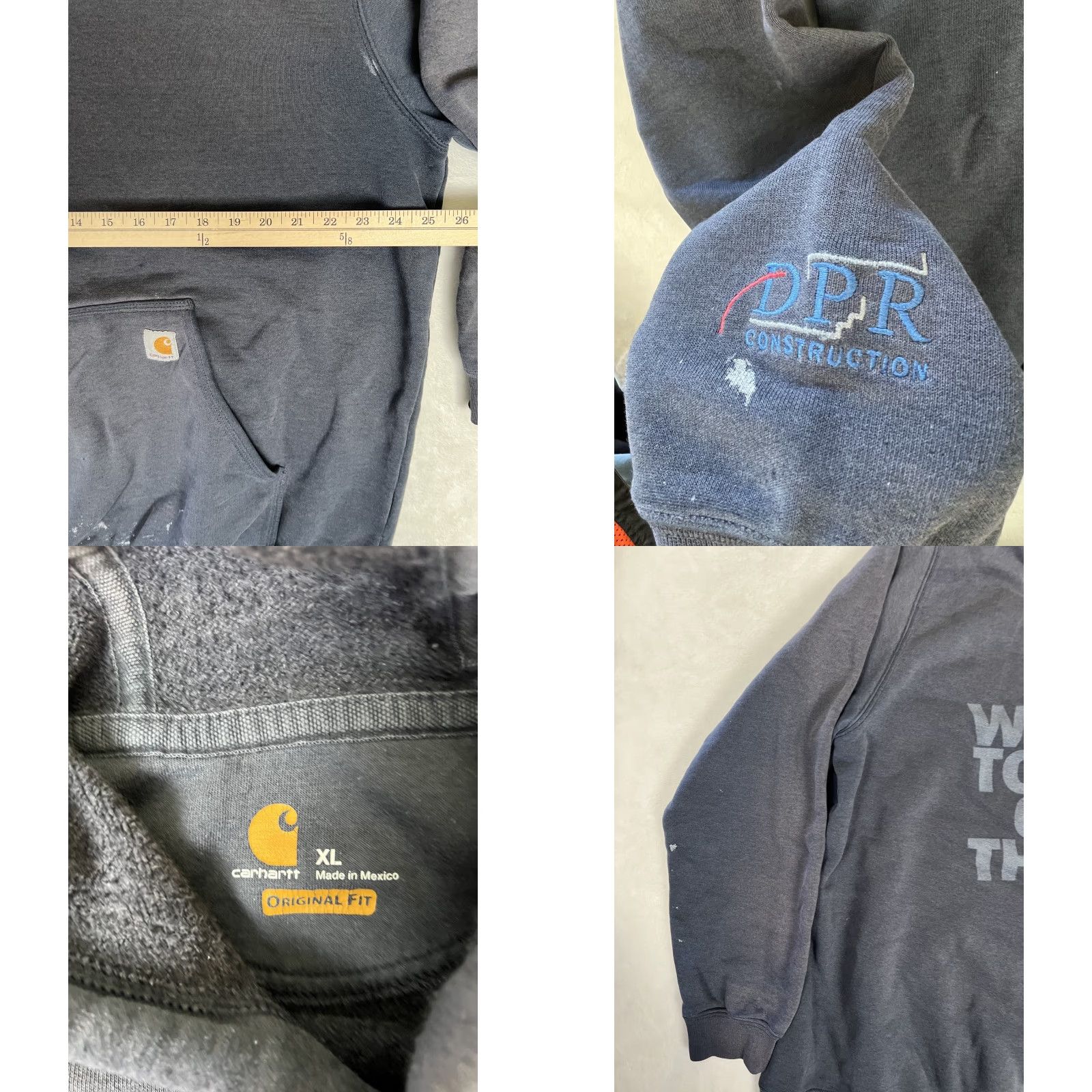 Carhartt VINTAGE Carhartt Hoodie Sweatshirt Mens XL Blue "We Exist To Build" Sun Faded Caveat: sun faded and stains throughout Size US XL / EU 56 / 4 - 8 Thumbnail