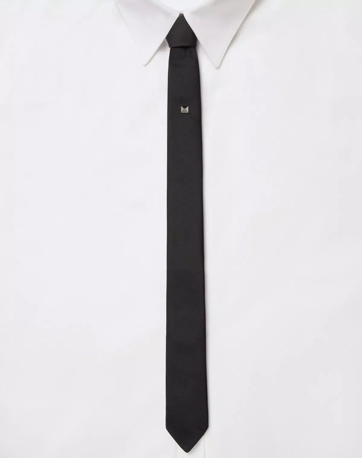 Valentino oc11z0725 Size:OS/ Valentie Wool And Silk Tie in Black Size ONE SIZE - 3 Thumbnail
