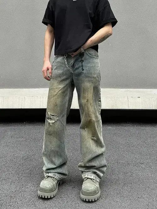 Jean Distressed Blue Denim Jeans Size US 30 / EU 46 - 1 Thumbnail