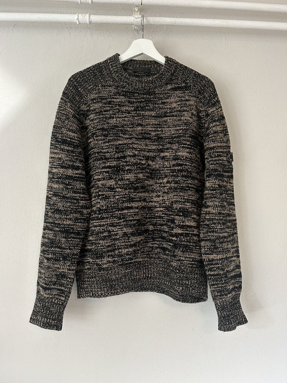 Prada Black/Beige Marbled Wool-Cashmere Blend Knit Sweater Size US M / EU 48-50 / 2 - 1 Thumbnail