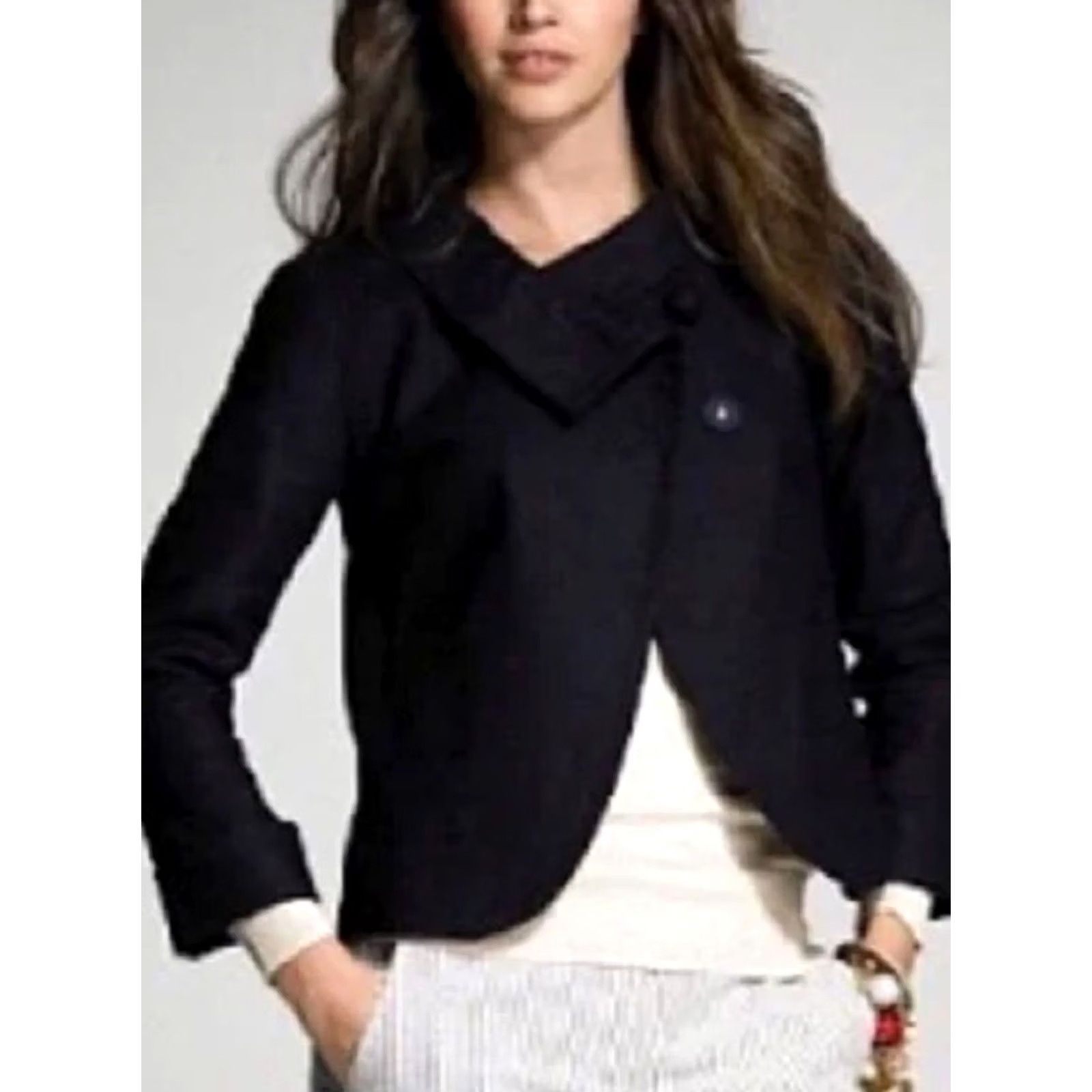 J.Crew J. Crew Blazer Women’s Aubrey Line Blend Ottoman Navy Blue Size 6 Regular Linen Blend, Basic Jacket, Navy, 6 Size M / US 6-8 / IT 42-44 - 2 Thumbnail