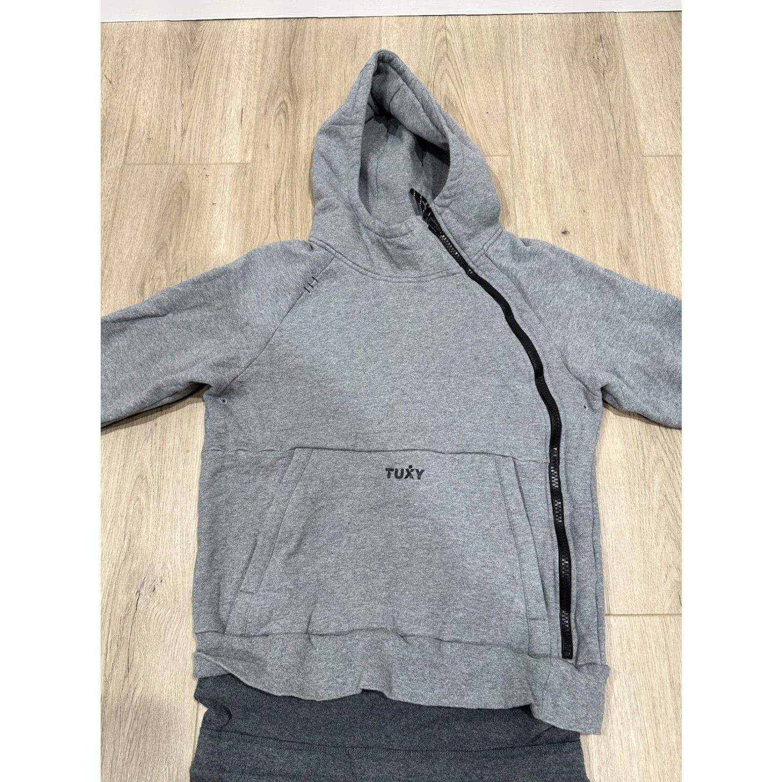 Vintage Tuxy Mens One Piece Jumpsuit Gray Dark Hoodie Sweatsuit Zip Drawstring Small Size US S / EU 44-46 / 1 - 5 Thumbnail