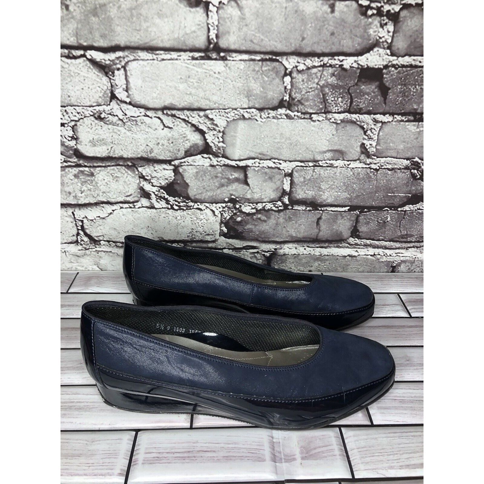 Other ARA Blue Leather Comfort Patent Wedge Pump Dress Shoes Women Size US 7 / IT 37 - 14 Thumbnail