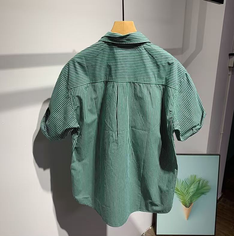 Vintage Men's Retro Loose-Fit Green Striped Shirt Size US M / EU 48-50 / 2 - 2 Thumbnail