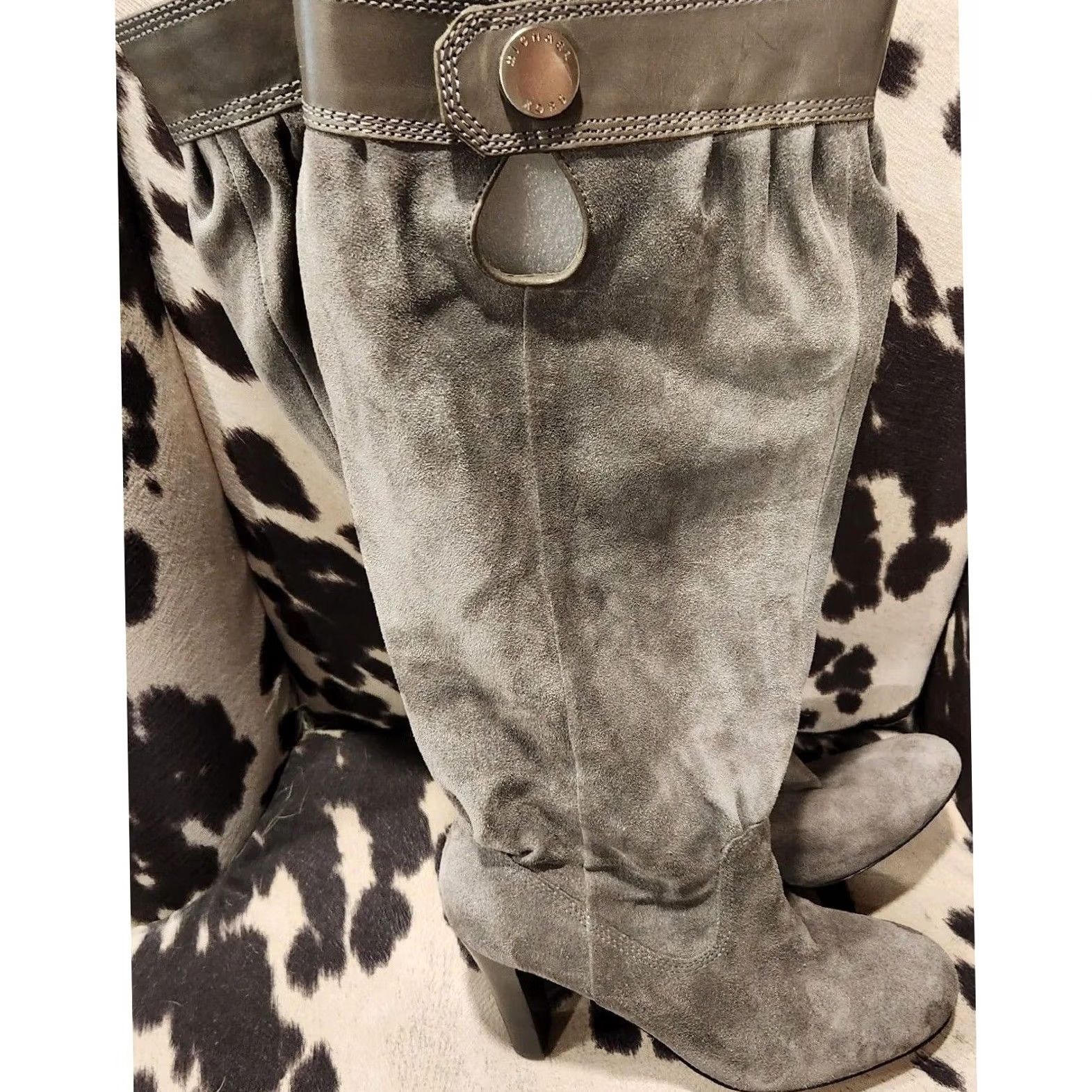 Michael Kors Michael Kors Gray Suede Slouchy Knee High Boots Side Zip Block Heel Womens 9 M Size US 9 / IT 39 - 2 Thumbnail