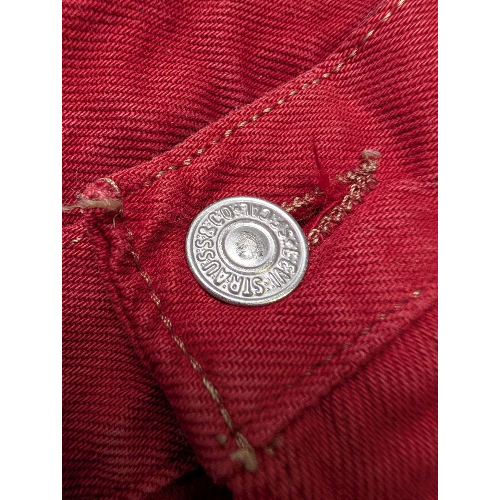 Levi's Vintage Clothing Levi's 501 Made In USA RARE Red Denim Jeans Pants (Y1077) Size US 36 / EU 52 - 5 Thumbnail