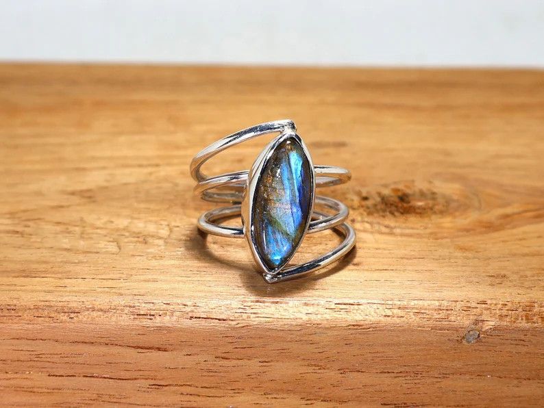 Handmade Labradorite Ring, 925 Sterling Silver, Handmade Women Rings, Size ONE SIZE - 1 Thumbnail