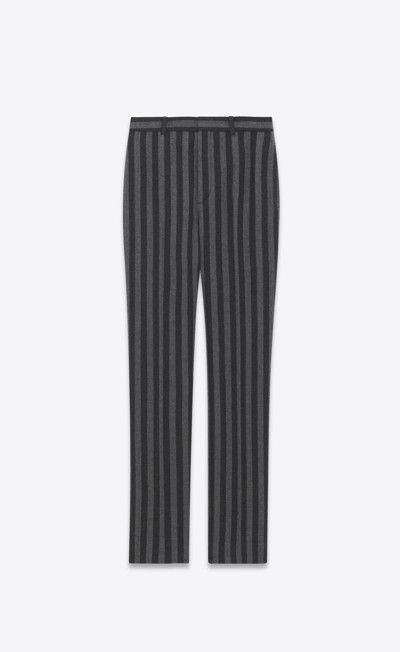 Saint Laurent Paris o1s1wg110924 High-Waisted Pants in Striped Wool in Noir/Grey Size US 32 / EU 48 - 1 Thumbnail