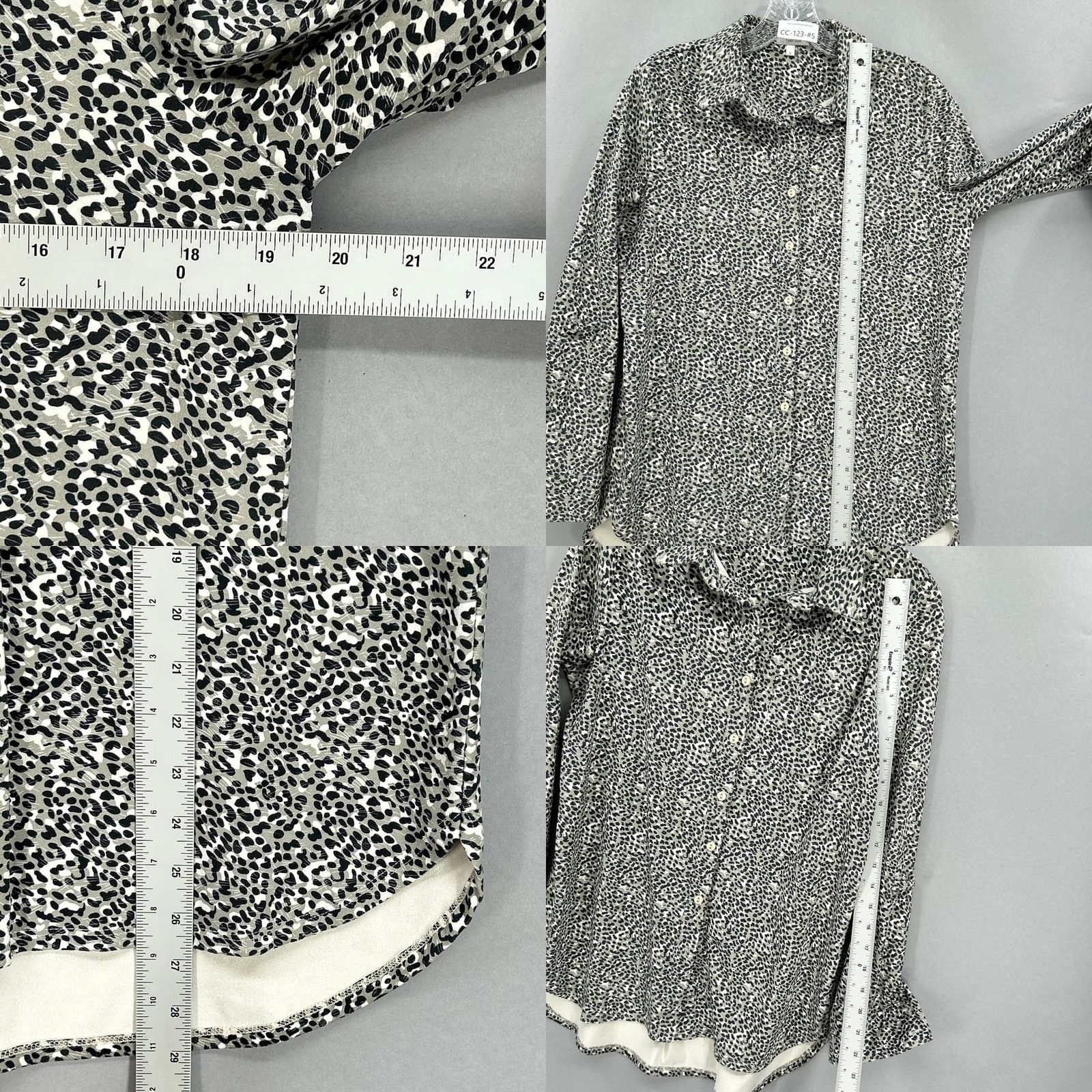 Vintage Tyler Boe Top Shirt Womens Small Button Up Blouse Animal Long Sleeve Microfiber Gray Size S / US 4 / IT 40 - 8 Thumbnail