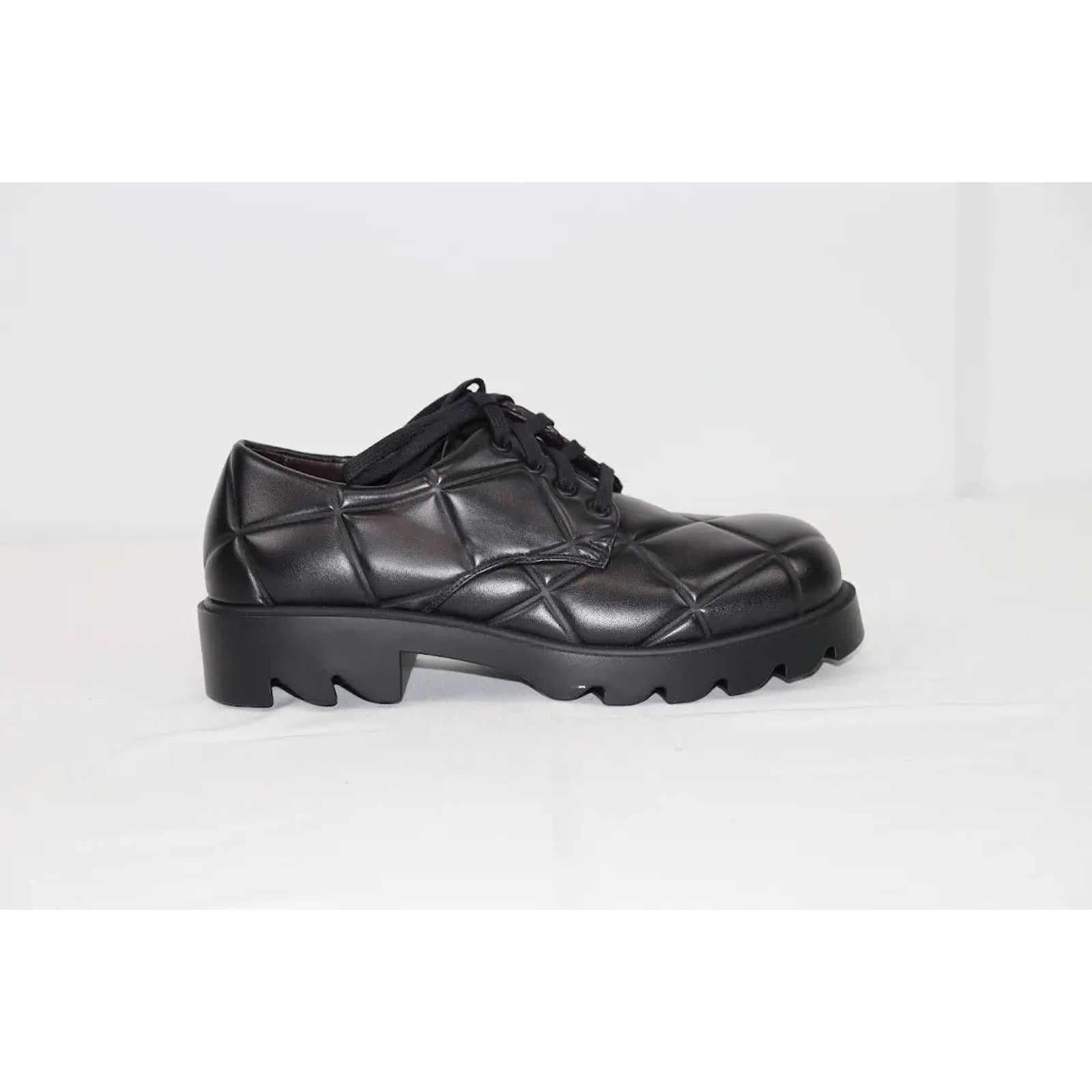 Bottega Veneta o1rshd1 Quilted Nappa Leather Strut Derby Shoes in Black Size US 11 / EU 44 - 4 Thumbnail