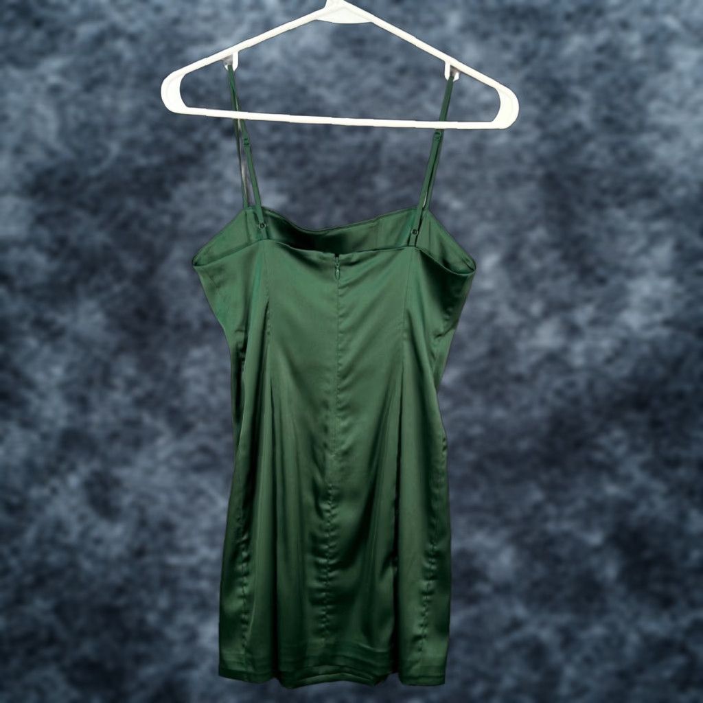 Vintage Sunday Best Womens 2 Satin Green Mini Dress Polyester Blend Adjustable Straps Dress Size XS / US 0-2 / IT 36-38 - 1 Thumbnail