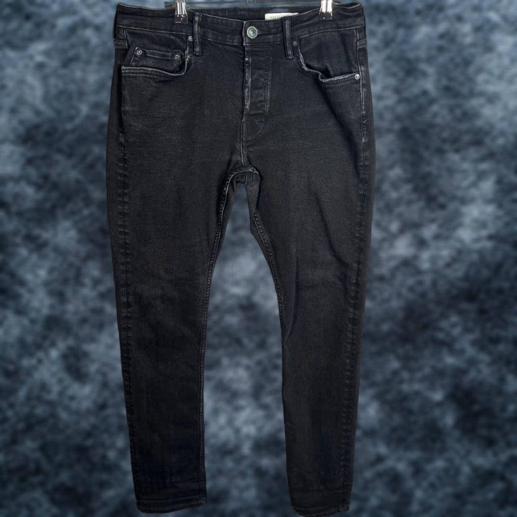 AllSaints Jeans Slim Mens Black Denim 30 x 32 Adult Mens 5-Pocket Design Stretch
