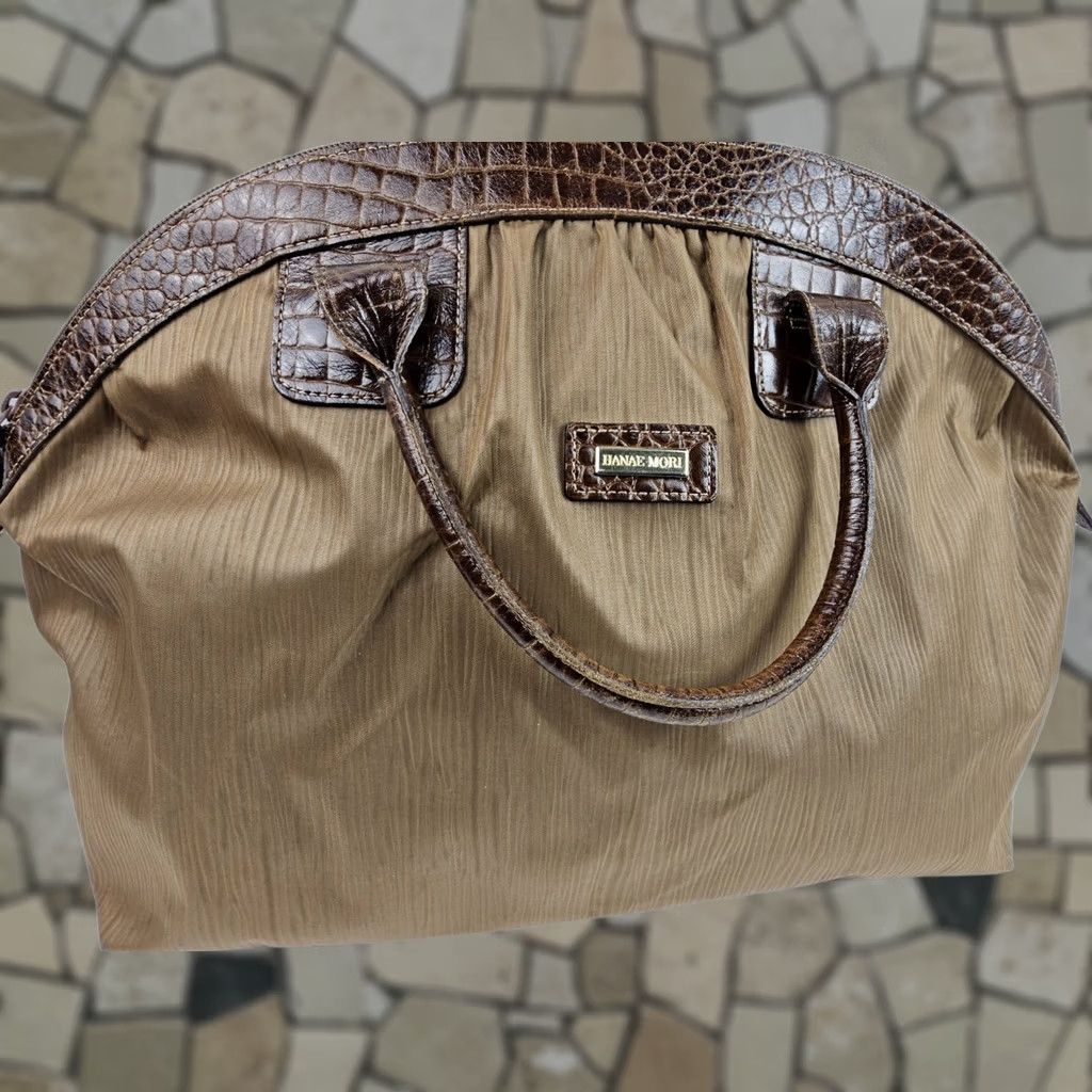 Hanae Mori Hanae Mori Satchel/Top Handle Bag Handbag Purse Nylon Brown Large Butterfly Chain Strap Size ONE SIZE - 1 Thumbnail