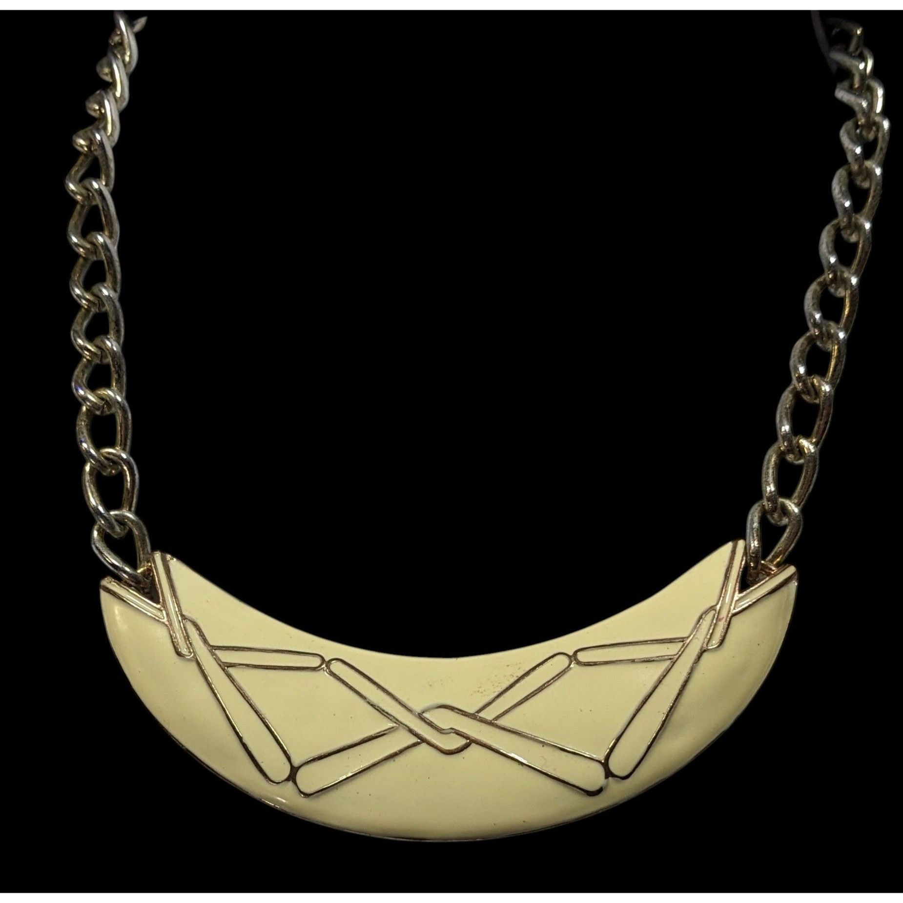Other Vintage Abstract Modernist Cream And Gold Tone Statement Nec Size ONE SIZE - 2 Thumbnail