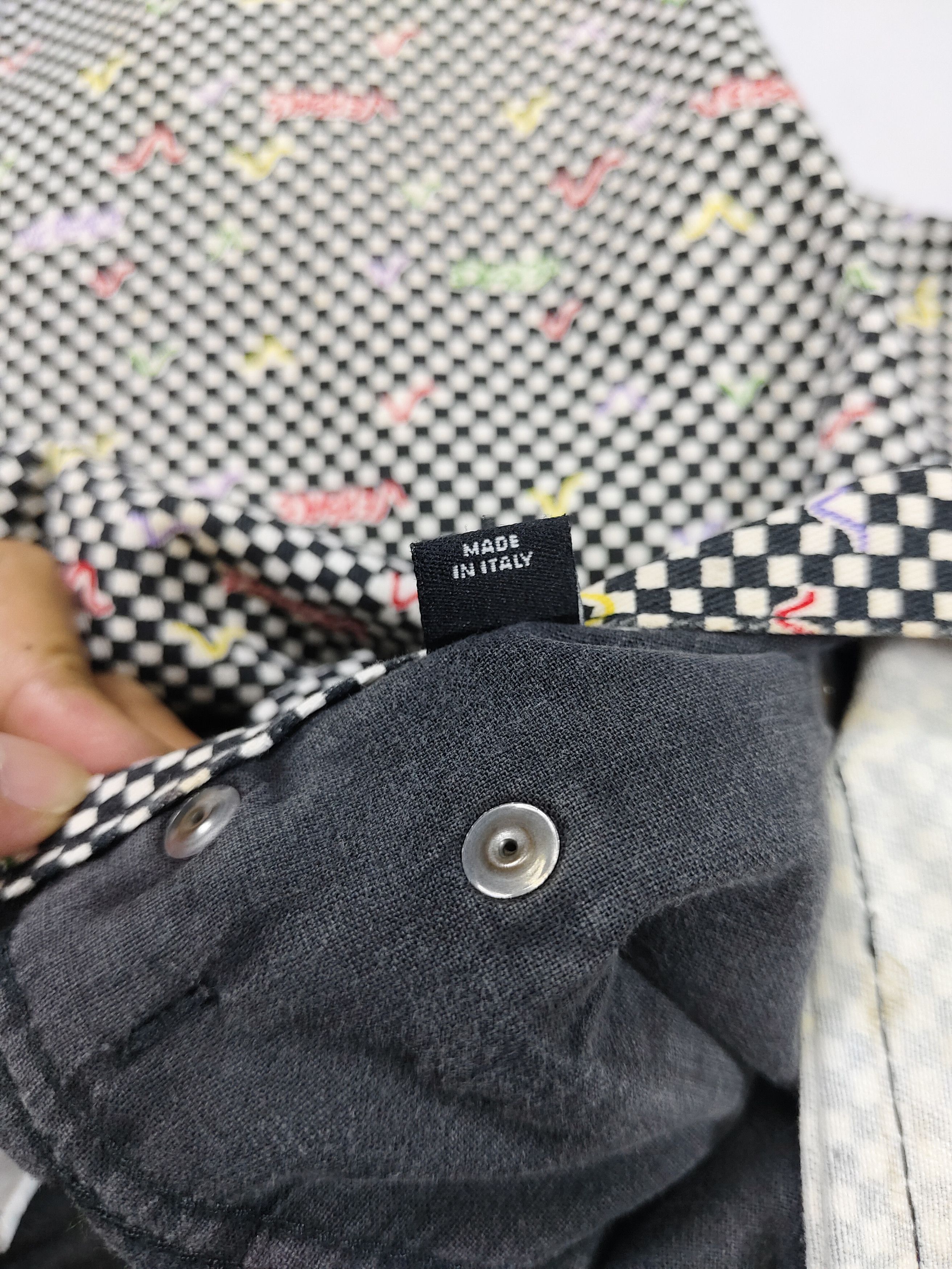 Versace Jeans Couture 00s Versace JC- Archive Checkerboard Multicolor Script Pants Size 28" / US 6 / IT 42 - 10 Thumbnail