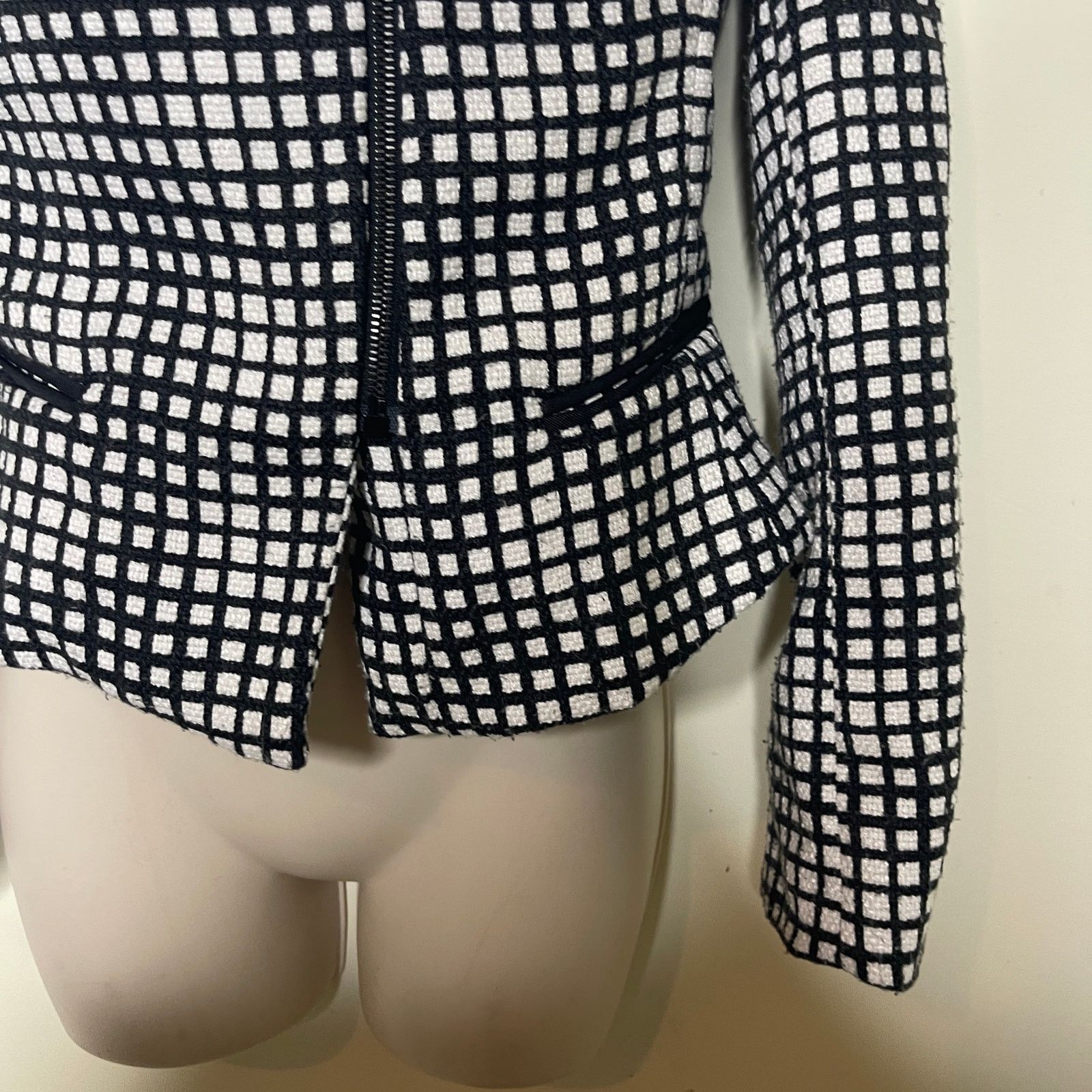 L'AGENCE L'AGENCE Black and White Checkered Grid Jacket Sz 0 Size XS / US 0-2 / IT 36-38 - 5 Thumbnail