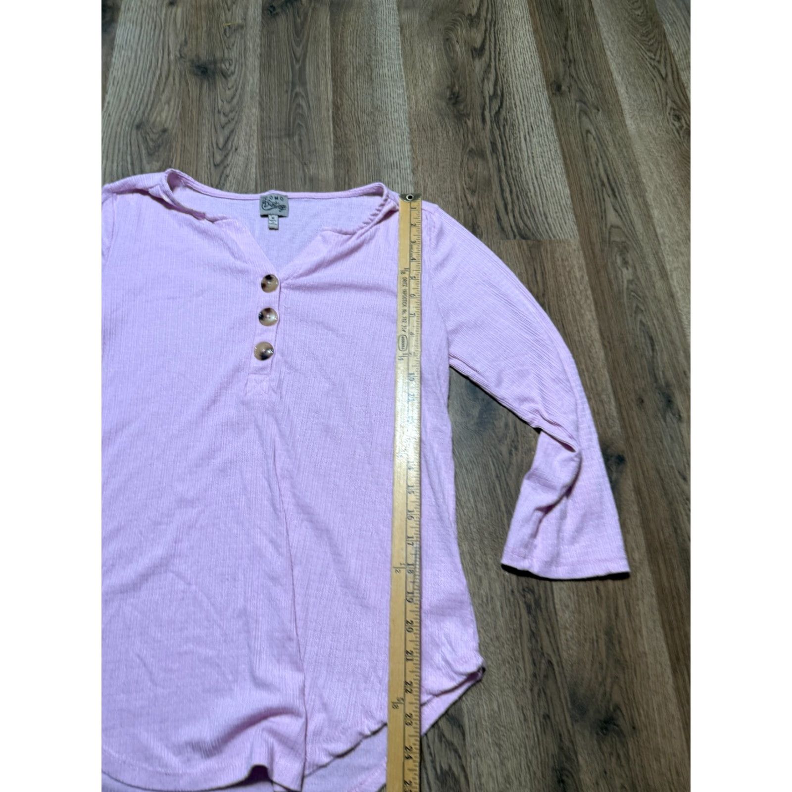 Pinko Como Shirt Women's Medium Pink Long Sleeve V-Neck Quarter Buttons Modern Basic Size M / US 6-8 / IT 42-44 - 7 Thumbnail