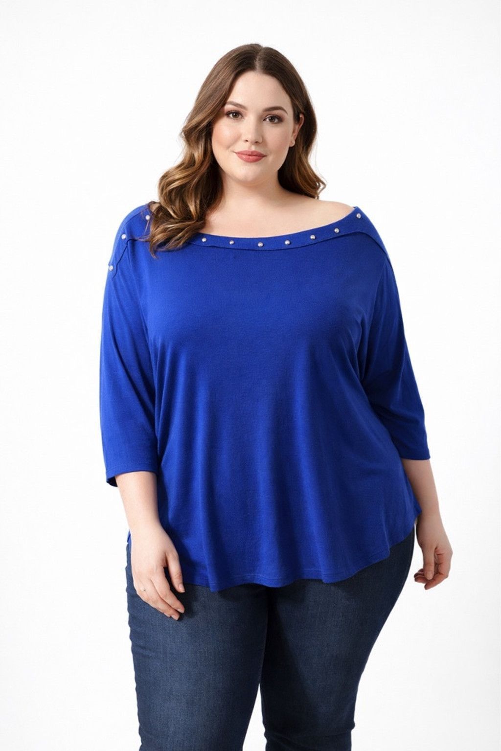 Karen Walker Karen Scott Silver-Tone Stud Boat-Neck Top NWT 2X Size XXL / US 16-18 / IT 52-54 - 1 Thumbnail