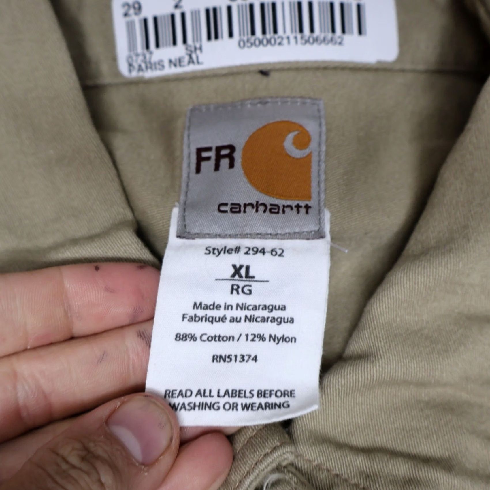 Carhartt VINTAGE Carhartt FR Shirt Mens XL Beige Flame Resistant Long Sleeve Button Up Rugged Size US XL / EU 56 / 4 - 5 Thumbnail