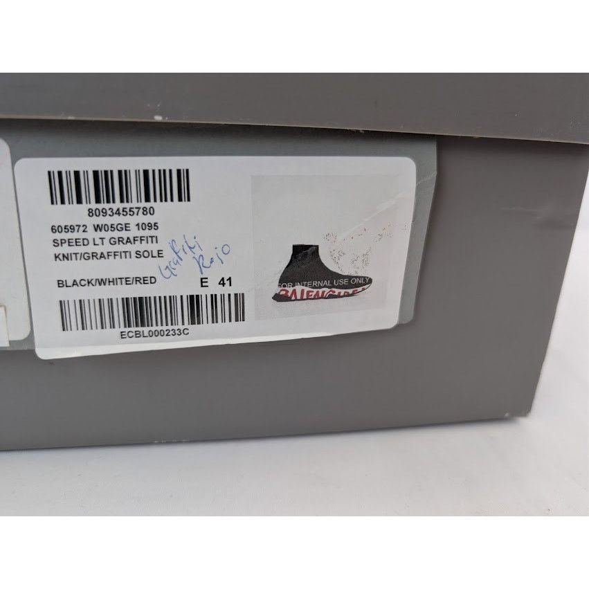 Balenciaga o1rshd1 Speed LT Graffiti Sneakers in Black / White / Red Size US 8 / EU 41 - 23 Thumbnail