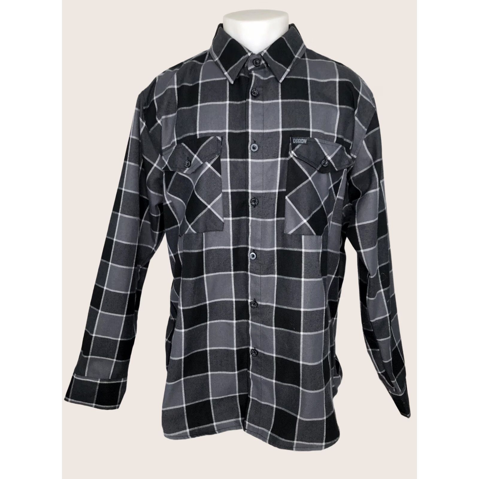 Vintage DIXXON FLANNEL CO / THE DARK HORSE - Mens 2X Plaid Check Shirt Shirt Men 2X Dark Gray & Black Horse Theme Navy? Size US XXL / EU 58 / 5 - 1 Thumbnail