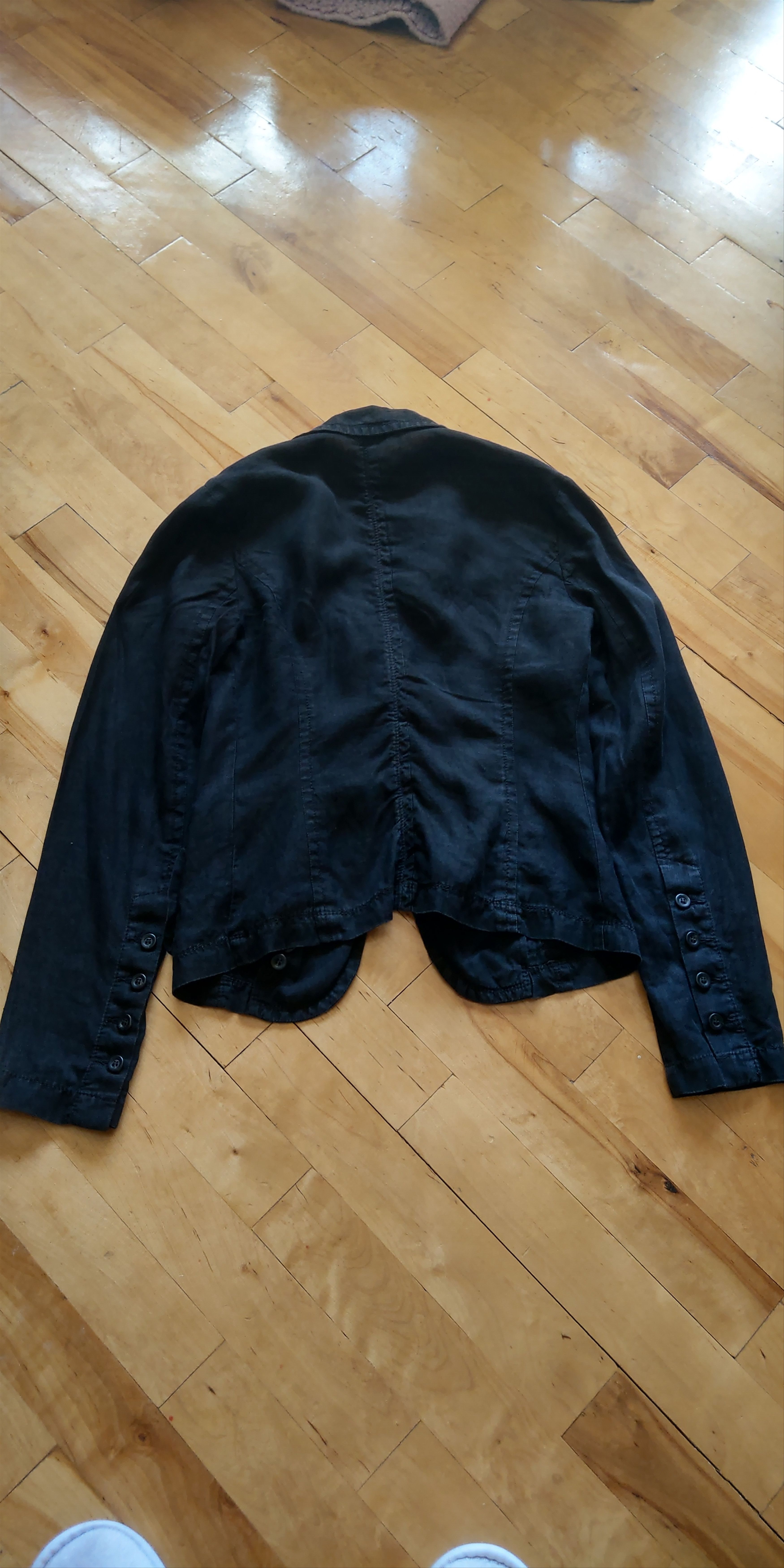 Vintage 100% Linen Jacket Noir Blazer Darkfashion Alt Goth Emo Witch Size M / US 6-8 / IT 42-44 - 6 Thumbnail
