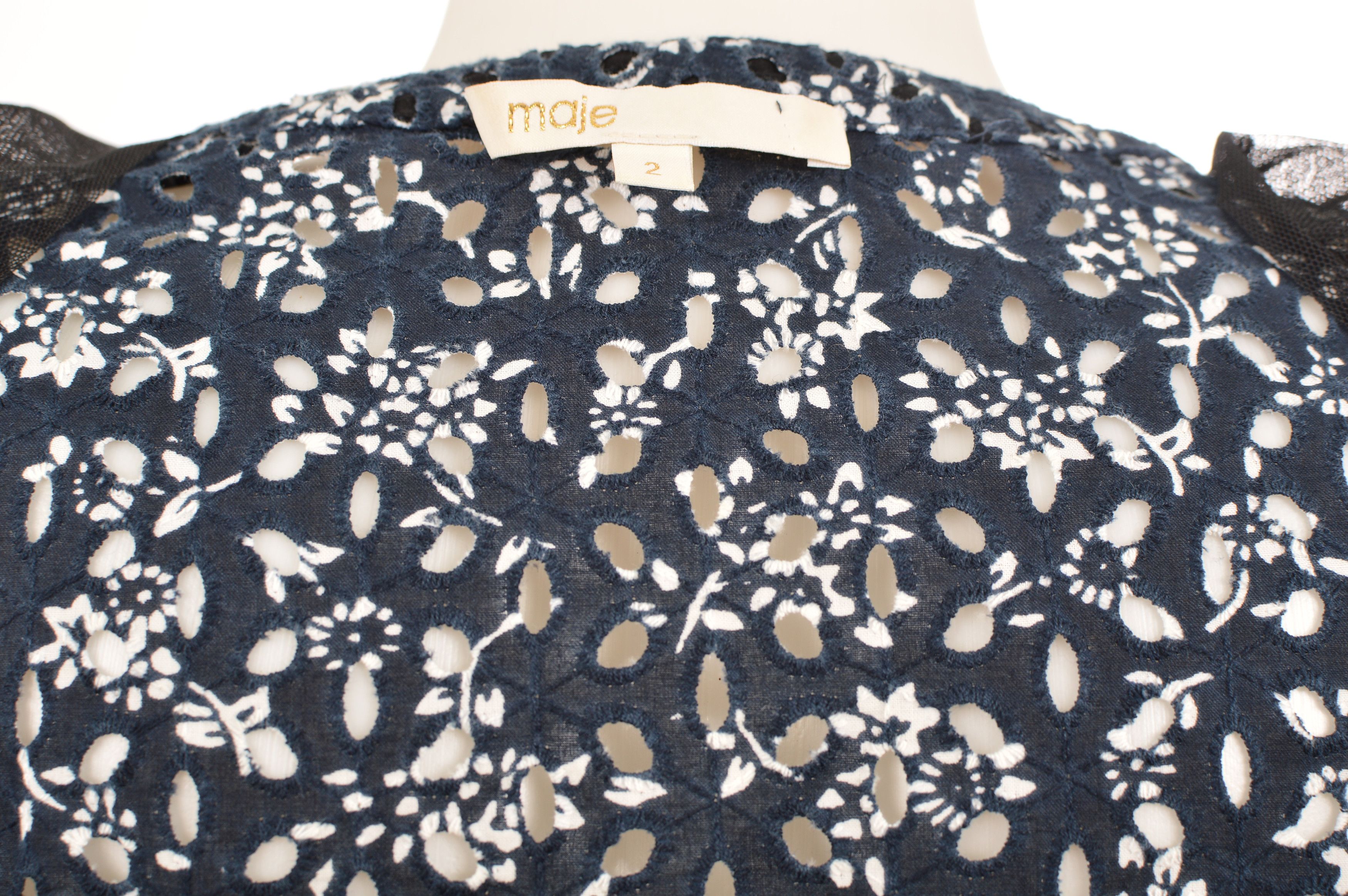 Maje Maje Luigy Cotton Eyelet Floral Embroidered Blouse Top Size M / US 6-8 / IT 42-44 - 6 Thumbnail