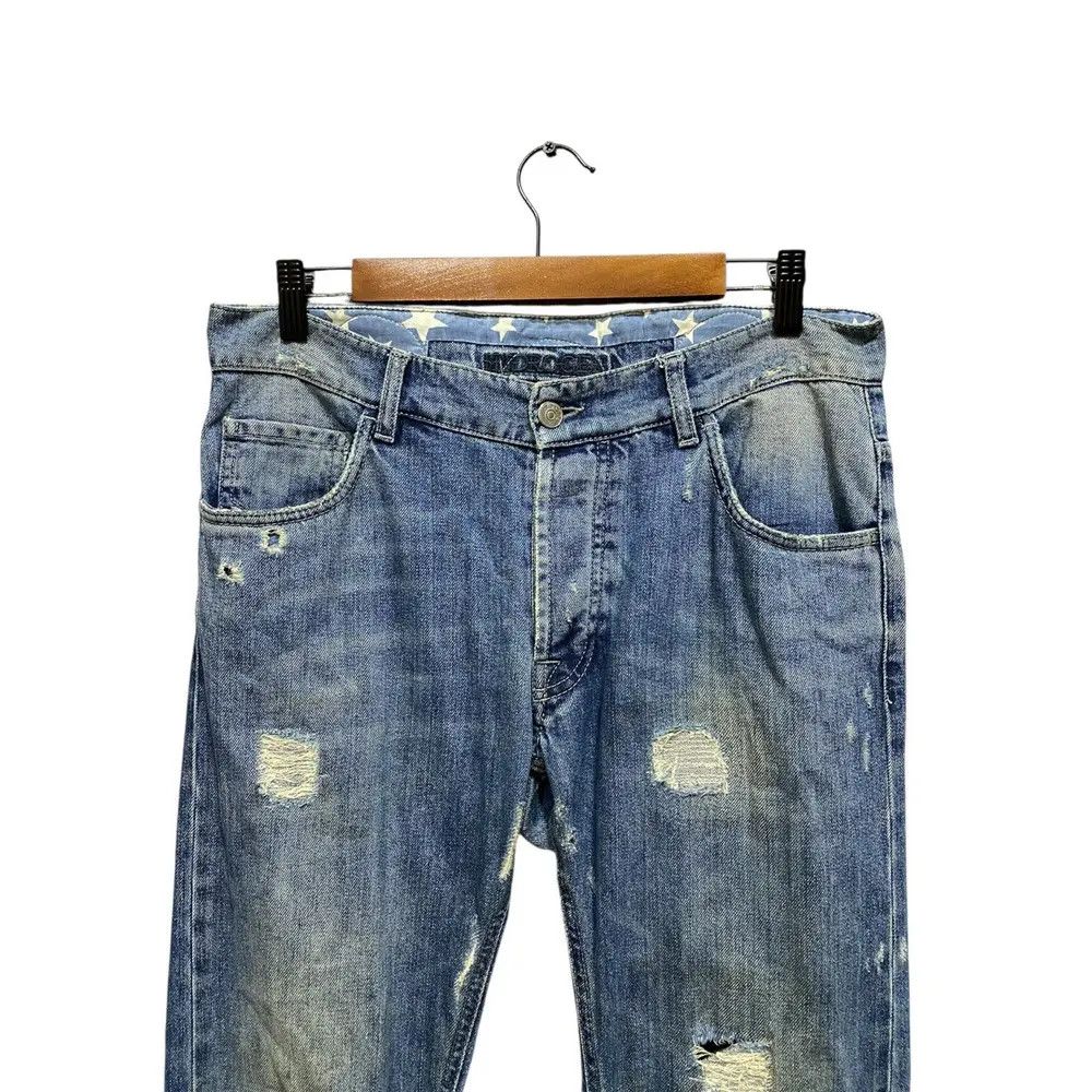 HYDROGEN Hydrogen Luxury Sportwear Jeans Distressed Bones Design Size US 31 - 4 Thumbnail
