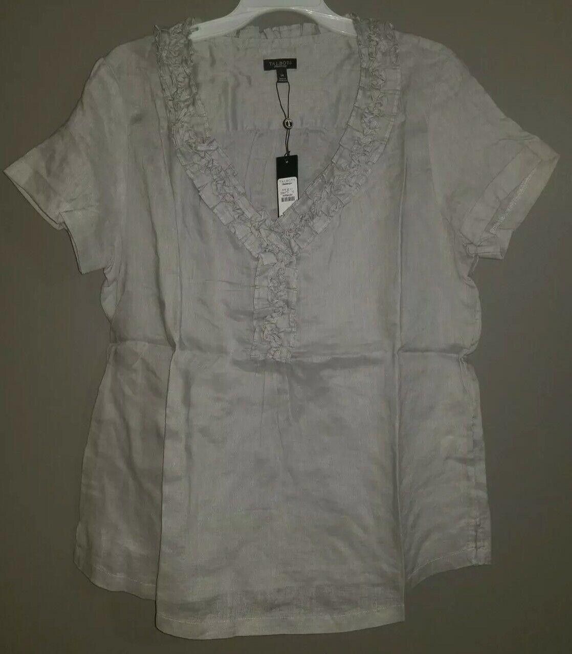 Designer NWT Talbots Ruffled Short Sleeve Shirt Size 14 Size XL / US 12-14 / IT 48-50 - 1 Thumbnail