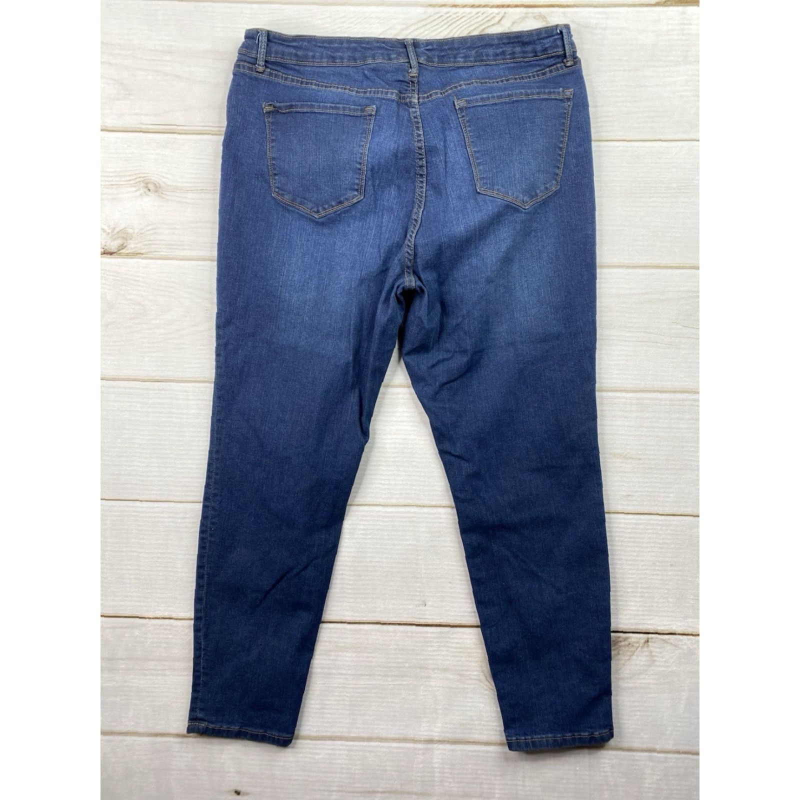Nine West Nine West Jeans Womens 16 Skinny High Rise Dark Wash Blue Denim - 5-Pocket Stretch Cotton Blend Zipper Button Classic Size 38" / US 16 / IT 52 - 7 Thumbnail