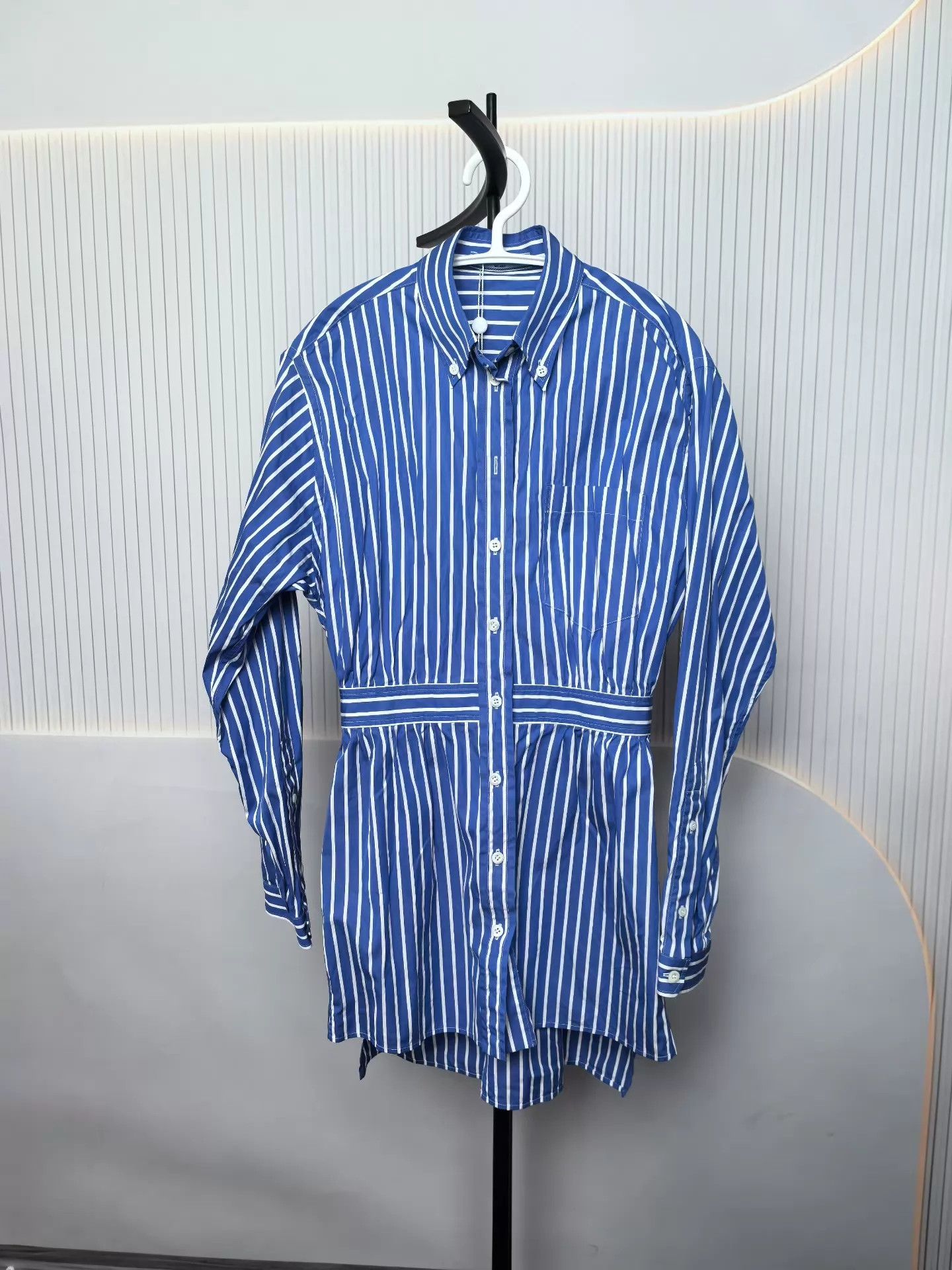 Prada Prada Women's Blue/White Stripe Dress w/ Triangle Logo Size XS / US 0-2 / IT 36-38 - 1 Thumbnail