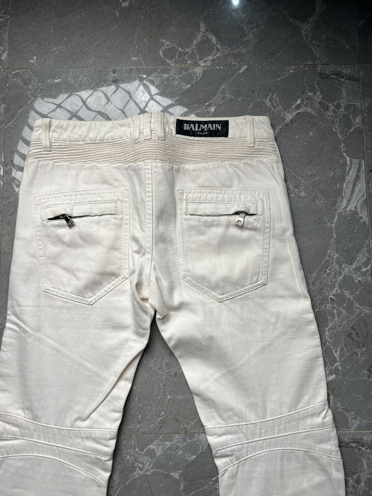 Balmain Balmain Broken White Biker Jeans Size US 29 - 5 Thumbnail