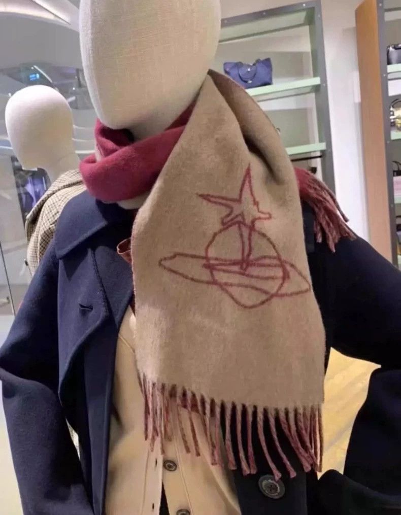Vivienne Westwood Vivienne Westwood Saturn wine red double-sided wool scarf Size ONE SIZE - 2 Thumbnail
