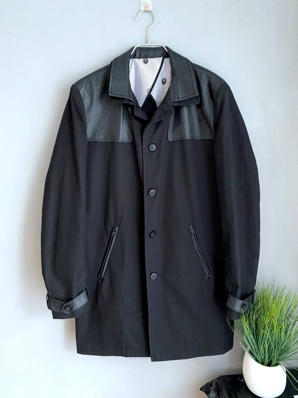 Designer × The Kooples The Kooples Men's Cotton Trench Coat With Leather Inserts, M Size US M / EU 48-50 / 2 - 1 Thumbnail