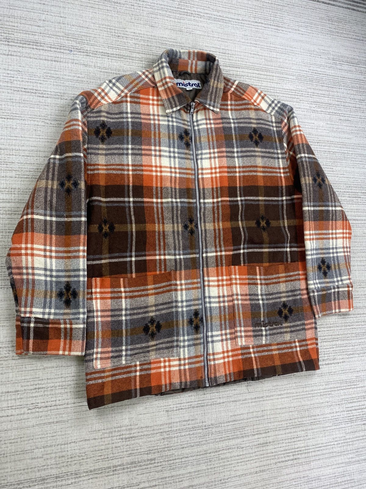 Portuguese Flannel × Vintage Vintage Mistral Made In Portugal Orange Checker Flannel Size US L / EU 52-54 / 3 - 3 Thumbnail
