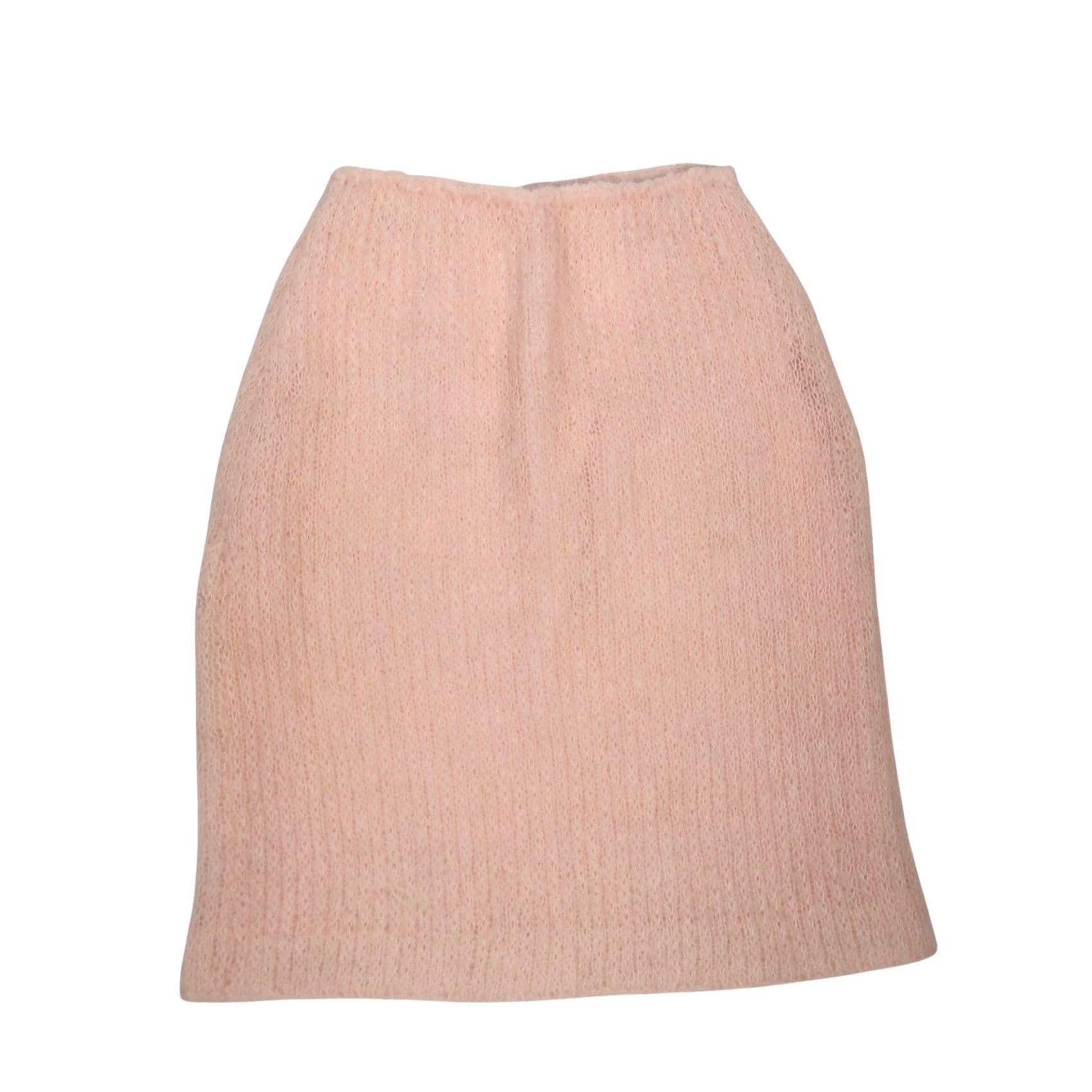 Vintage VINTAGE Pencil Skirt S Women Mohair Wool Fuzzy Pastel Peach Knee Length Bohemian 60s Spring Fall Winter Size 28" / US 6 / IT 42 - 3 Thumbnail