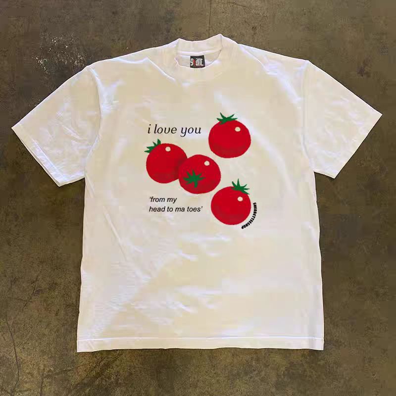 Vintage White street washed retro tomato print t-shirt Size US L / EU 52-54 / 3 - 1 Thumbnail